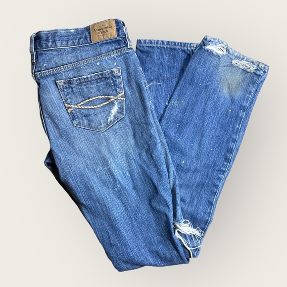 Abercrombie & Fitch Denim - Abercrombie and Fitch Straight Distressed Paint Splattered Jeans